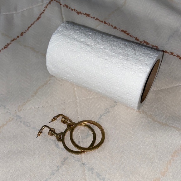 Paige Novick Chic Gold Circle Earrings with CZ Stones with Silver Post. - Picture 7 of 7